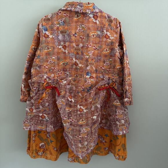 VTG Oilily Orange Robot Space Baseball Flannel Dress Artsy Whimsy Euro 98 / 3 - Picture 2 of 8